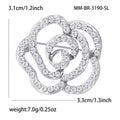 Open Rose Brooch with Clear Crystals in Gold or Silver Tone view 4