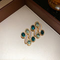 Gold Oval Resin Crystal Wave Necklace Stud Earrings Four Colors view 7