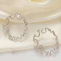Silver Irregular Wave Open Hoop Earrings Hollow Abstract view 1