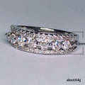 Wide Silver Tone Openwork Band Ring with Crystal Rows view 5