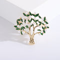 Green Leaf Tree Brooch with Gold Tone Trunk Decorative Accessory view 1