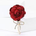 Fabric Rose And Bow Brooch In Pink And Red Decorative Lapel Pin view 2