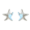 Silver Tone Aqua Starfish Earrings In Clip And Stud Styles view 5