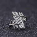 Silver Tone Layered Leaf Cluster Crystal Ring Jewelry view 3