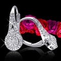 Silver Round Halo Clear Pave Leverback Earrings Alloy view 2