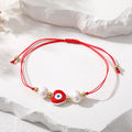 Cord and Pearl Accent Heart Evil Eye Bracelets in Nine Colors view 6