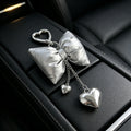 Metallic PU Leather Bow Charm With Dangling Heart Pendants view 6