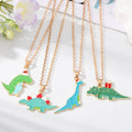 Gold and Silver Tone Christmas Dinosaur Pendant Necklaces view 1
