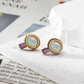 Colorful School Supplies Wood Stud Earrings in Nine Designs view 7