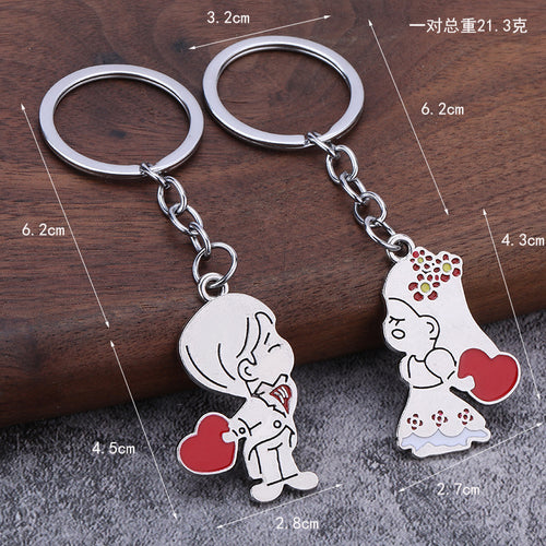 Couple Zinc Alloy Keychain Set Romantic Gift Pendant Accessory