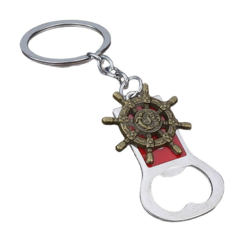 Creative Alloy Ship Wheel Bottle Opener Keychain Bag Charm