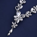 Black Silver Tone Champagne Floral Vine Crystal Five Designs Metal Necklace and Earring view 4