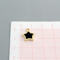 Gold Tone Black and White Star Huggie Drop Earrings view 2