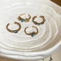 Gold Vintage Open Ring Square Blue Crystal Chain Band view 3