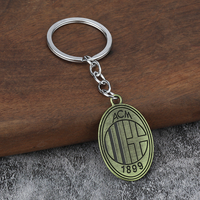 Football Club Crest Bronze Style Keychain Charm
