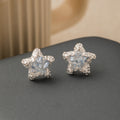 Clear Crystal Look Star Small Silver Tone Stud Earrings view 3
