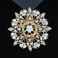 Layered Crystal Sunburst Brooch In Gold And Silver Tones view 2