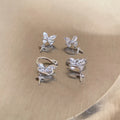 Silver Crystal Butterfly and Star Ear Clips With Looping Chains view 4