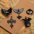 Gothic Motif Black Pendant Charm Collection In Multiple Metal Finishes view 2