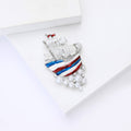 Enamel Sailboat Brooch Red White Blue Pearl Drop Pin view 4