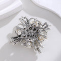 White Cross Geometric Crystal Pearl Look Metal Brooch Pin view 3
