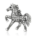 Prancing Horse Crystal Brooch in Antique Gold or Silver Tone view 2