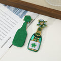 Green Beaded Champagne Bottle Drop Earrings Clover Patch view 4