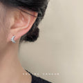 Pretzel And Croissant Asymmetric Stud Earrings In Gold And Silver view 3