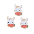 Gold Tone White Rabbit and Watermelon Enamel Charm view 5
