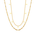 Double Layer Rhombus Charm Necklace Gold Or Steel Tone view 5