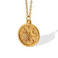 Sun Moon Star Coin Pendant Necklace Center Stone Detail view 5
