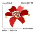 Crystal Lily Flower Brooch In White And Red Enamel view 7