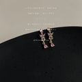 Gold Pink Zircon Butterfly Drop Earrings Teardrop Dangle Pair view 3