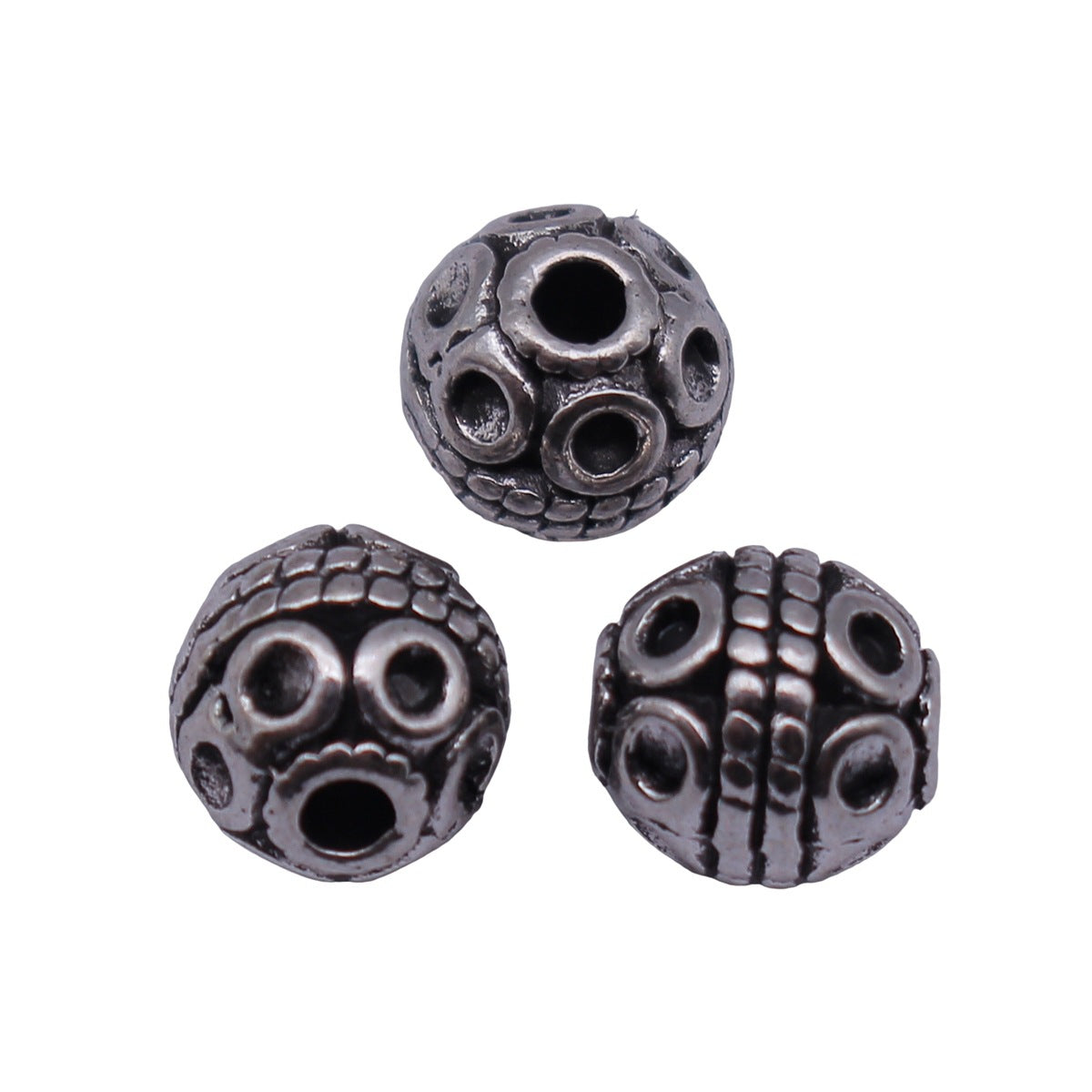 7.9x7.9x7.9mm 1.4g Antique Silver Tone Zinc Alloy Hollow Ball Round Hole Spacer Beads for DIY Bracelet Jewelry