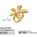 Oversized Pearl Center Flower Rings in Three Gold Tone Designs view 7