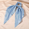 Printed Satin Evil Eye Scarf Scrunchie Hair Ties with Long Tails view 6