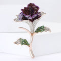Long Stem Crystal Rose Brooch in Three Jewel Colorways view 2