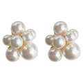 Gold Tone White Pearl Flower Cluster Stud Earrings Multi Size view 5