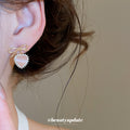 Pink Heart Crystal Edge And Bow Gold Tone Stud Earrings view 4