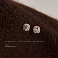 Gold Tone Clear Cushion Stone Double Halo Stud Earrings view 4