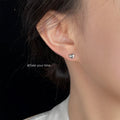 Silver Tone Mirror Polished Mini Open Heart Stud Earrings view 2