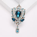 Crown Frame Pear Crystal Brooch With Drop in Five Colors view 6