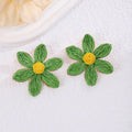 Embroidered Five Petal Flower Stud Earrings in Seven Colors view 6