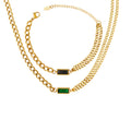 Double Curb Chain Rectangle Zircon Necklace Bracelet Set view 5