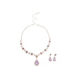 Silver Purple Teardrop Crystal Necklace Stud Earrings Set view 5