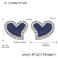 Heart Stud Earrings Navy Enamel And Metal Crystal Halo view 8