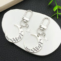 Antique Silver Moon Star Quote Metal Clasp Keychain Pair view 4