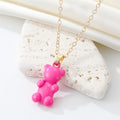 Gold Tone Gummy Bear Pendant Necklaces in Six Candy Colors view 3