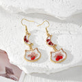 Cat Shape Dried Flower Resin Dangle Earrings 4 Styles view 4