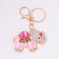 Rhinestone Enamel Elephant Keychain Crystal Saddle Charm view 5